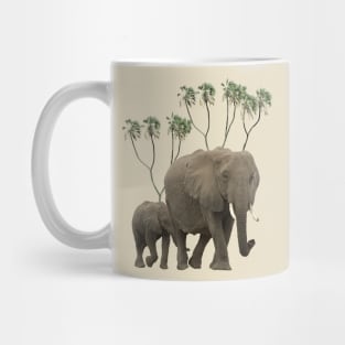 Elephant Mama + Baby + Doumpalms - Africa Mug